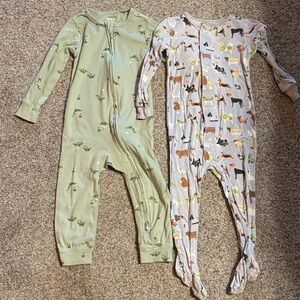 Carter's Green and Cream Animal Print Footies